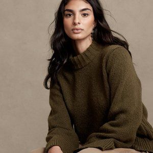 NEW Banana Republic Factory Olive Brown Oversized Mock Neck Sweater, Size M